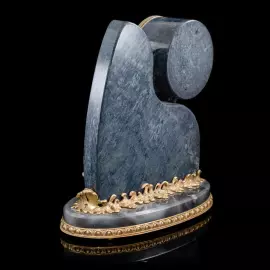 Interior clock made of brass, agate and quartz "Two dragons" with gold plating