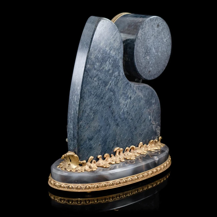 Interior clock made of brass, agate and quartz "Two dragons" with gold plating
