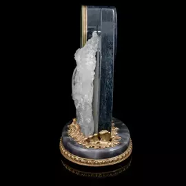 Interior clock made of brass, agate and quartz "Two dragons" with gold plating