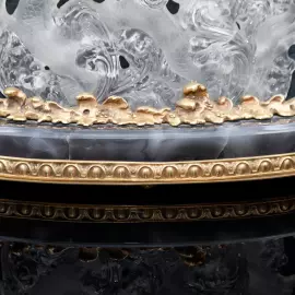 Interior clock made of brass, agate and quartz "Two dragons" with gold plating