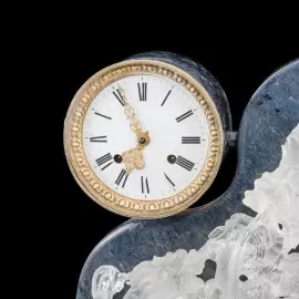 Interior clock made of brass, agate and quartz "Two dragons" with gold plating