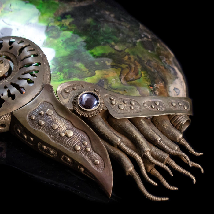 Souvenir made of bronze and natural ammonite "Ammonite"