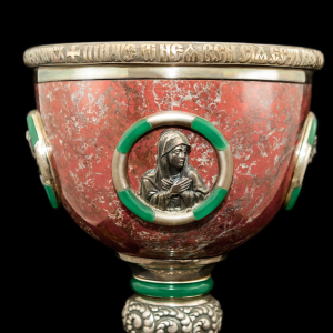 Exclusive bowl made of silver, jasper and rubies