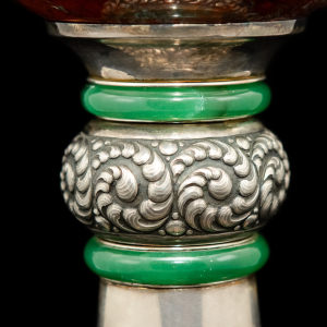 Exclusive bowl made of silver, jasper and rubies