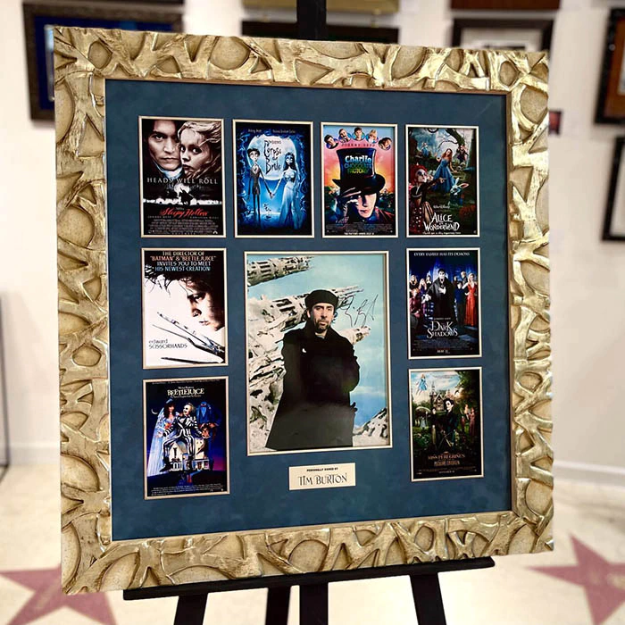 An autographed photo by filmmaker Tim Burton