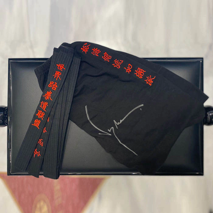 A copy of the shorts from the movie "Blood Sport" signed by actor Jean-Claude Van Damme