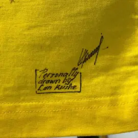 Ретро-футболка с рисунком Лан Куша, посвященная юбилею (Пеле с кубками) и автографом футболиста Пеле