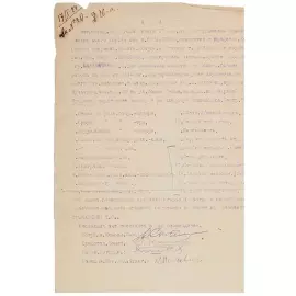 An autographed document by the artist Kazimir Malevich