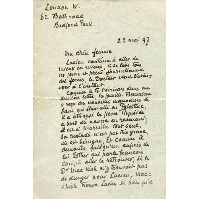 A handwritten note by the artist Camille Pissarro