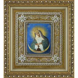 Вышитая икона "Богоматерь Остробрамская" в раме