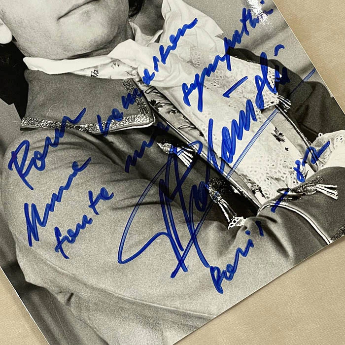 An autographed photo of film director Roman Polanski