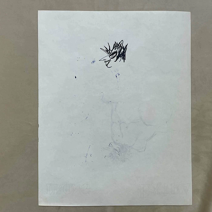 A handwritten drawing by film director Federico Fellini