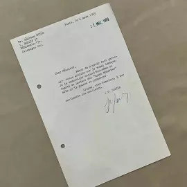 Письмо с автографом философа Жан-Поль Сартра