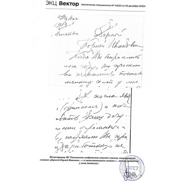 Собственноручное письмо художника Ильи Репина к Корнею Чуковскому