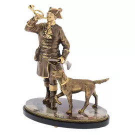 Сувенир "Охотник с собакой" на подставке из яшмы