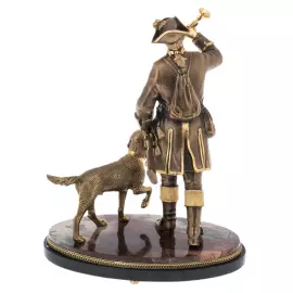 Сувенир "Охотник с собакой" на подставке из яшмы