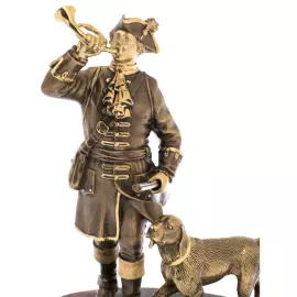 Сувенир "Охотник с собакой" на подставке из яшмы