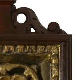 Вышитая икона "Богоматерь Троеручица" в антикварной раме и киоте Вышитая икона "Богоматерь Троеручица" в антикварной раме и киоте