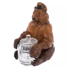 Медовница из массива бука и хрусталя "Медведь с бочонком"