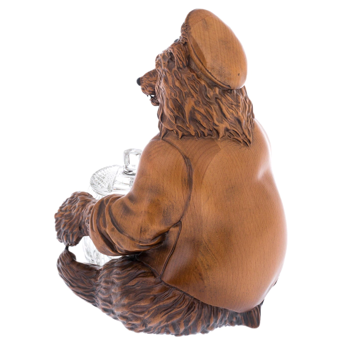 Honey pan made of solid beech and crystal "Bear with a barrel"