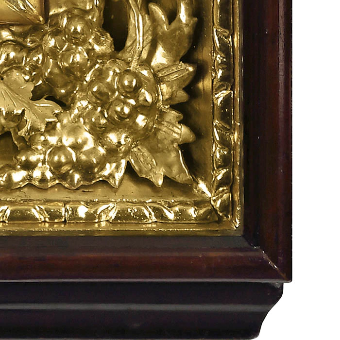 Embroidered icon of Our Lady of Vladimir in antique frame and case