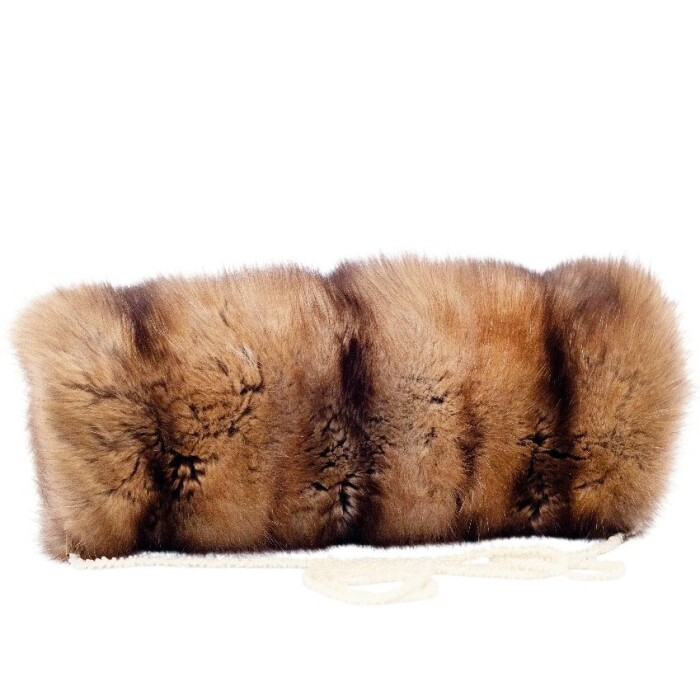 Sable fur clutch, white pendant