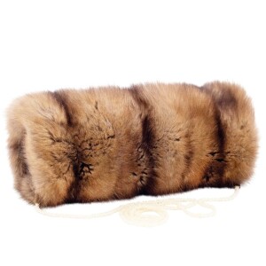 Sable fur clutch, white pendant