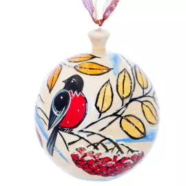 Ёлочный шар из липы "Снегири"