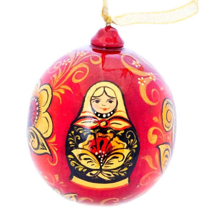 Christmas tree ball made of basswood "Russian Modern"