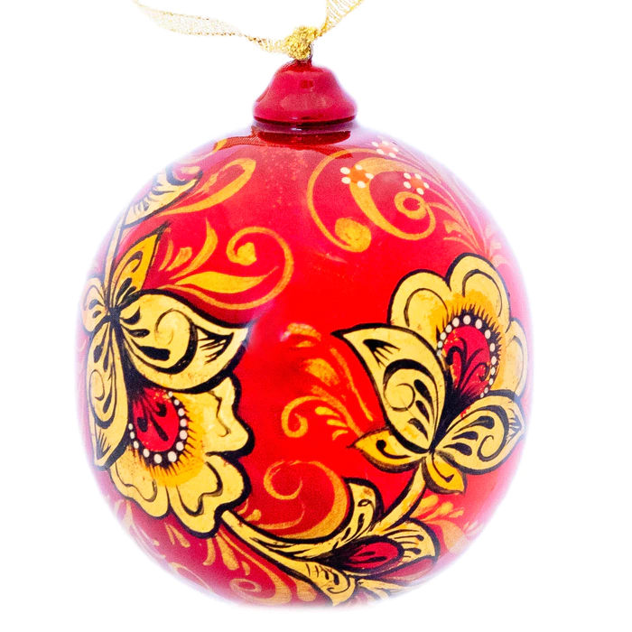 Christmas tree ball made of basswood "Russian Modern"