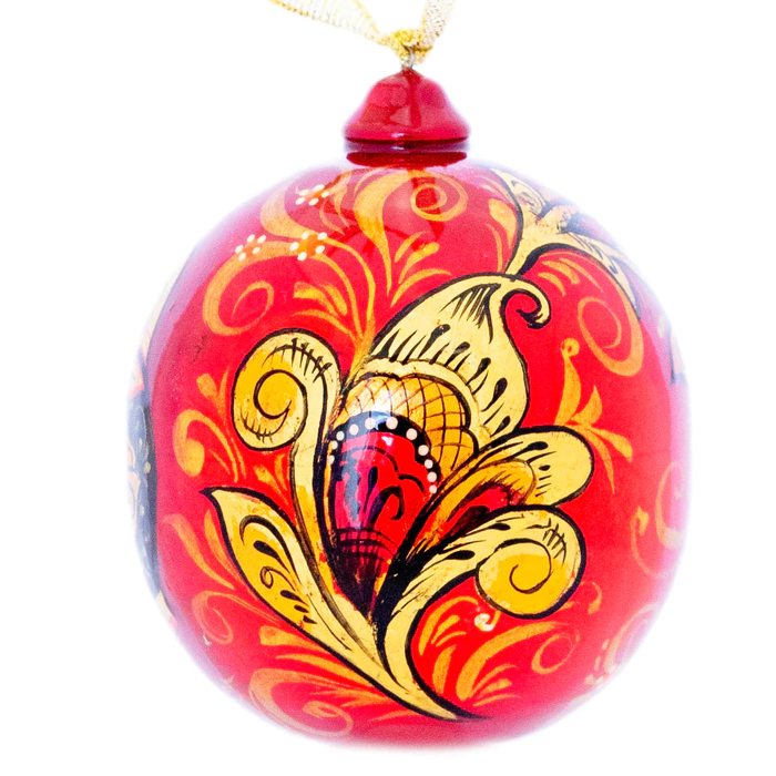 Christmas tree ball made of basswood "Russian Modern"