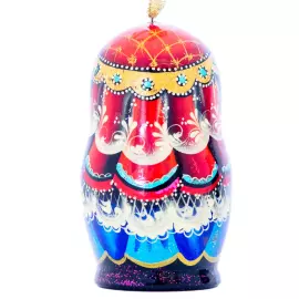 Christmas tree matryoshka doll made of linden "Goldfish"