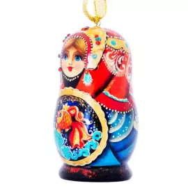 Christmas tree matryoshka doll made of linden "Goldfish"