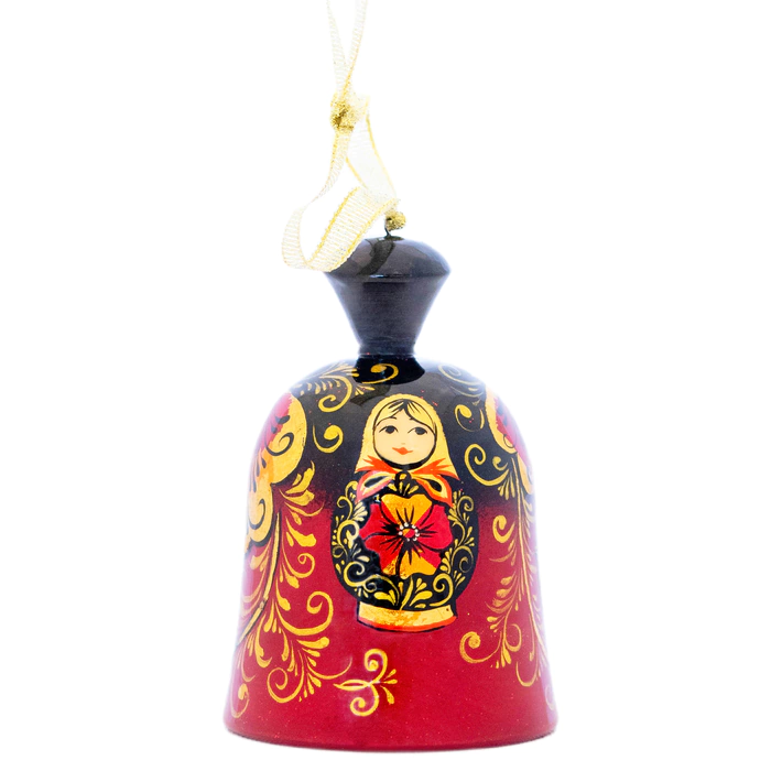Christmas tree bell toy made of basswood "Russian Modern"