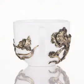 Чайная пара из фарфора и латуни "Ирис"