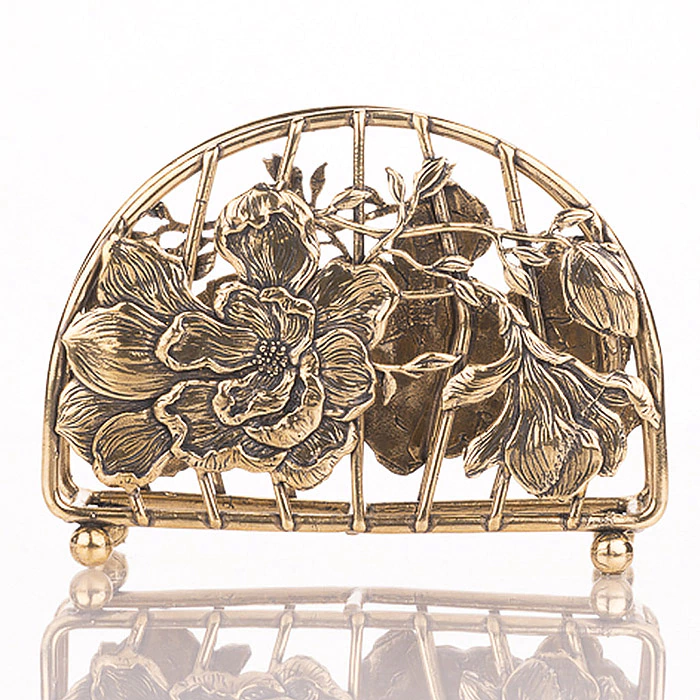 Brass "Magnolia" napkin holder