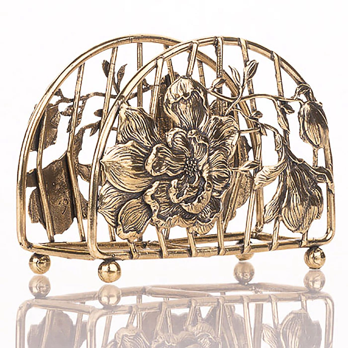 Brass "Magnolia" napkin holder
