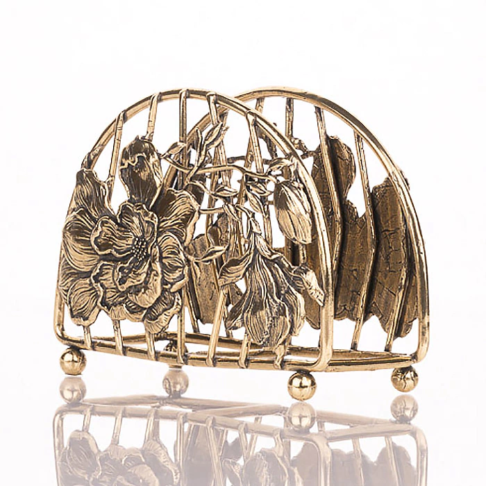 Brass "Magnolia" napkin holder