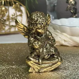 Статуэтка из латуни "Ангел с котом"