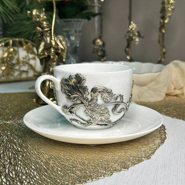 Tea steamer made of porcelain and nickel silver "Iris"