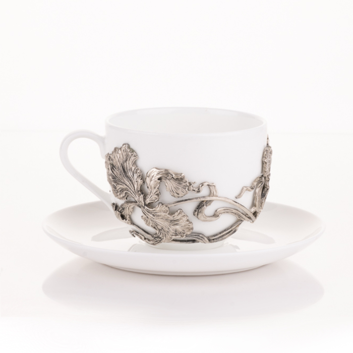 Tea steamer made of porcelain and nickel silver "Iris"
