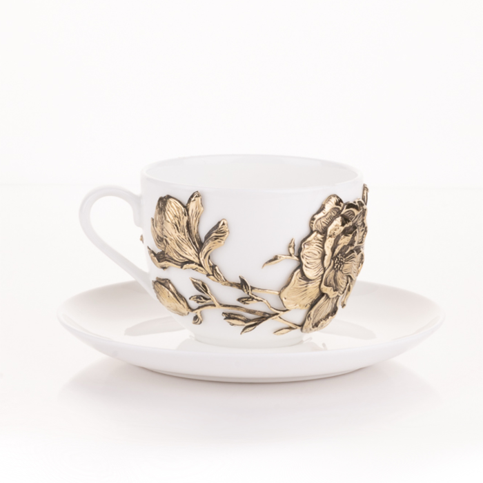 Tea steamer made of porcelain and brass "Magnolia"