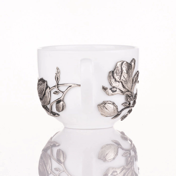 Tea steamer made of porcelain and nickel silver "Magnolia"