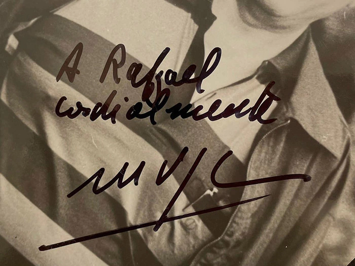 Signed photo by Mario Vargas Llosa