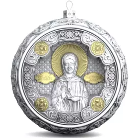 Серебряный шар "Матрона Московская" с позолотой