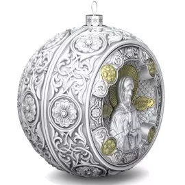 Серебряный шар "Матрона Московская" с позолотой