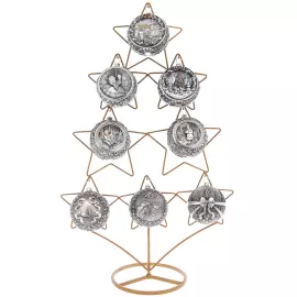 Набор серебряных шаров "Классика" на подставке-ёлке, 8 шаров