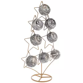 Набор серебряных шаров "Классика" на подставке-ёлке, 8 шаров