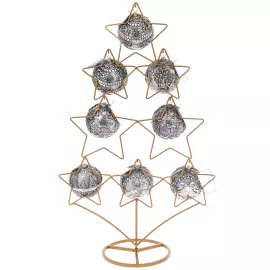 Набор серебряных шаров "Классика" на подставке-ёлке, 8 шаров