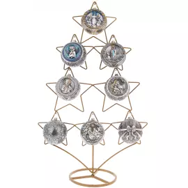 Набор серебряных шаров "Религиозные" на подставке-ёлке, 8 шаров